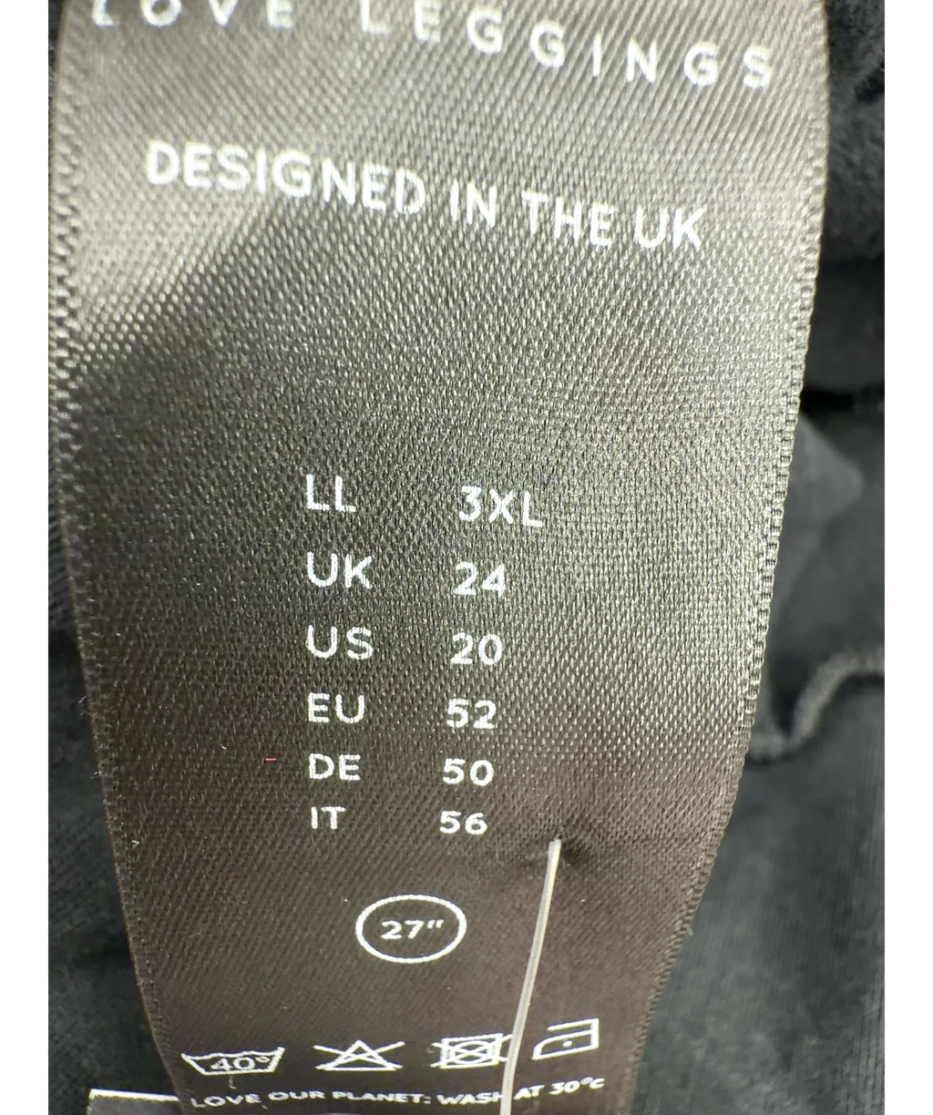 Love Leggings Black Colour, size UK 24 — care label