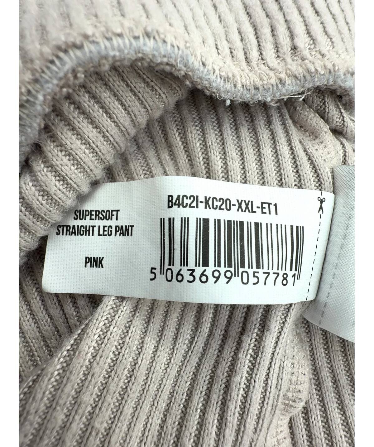 GYMSHARK Beige SUPERSOFT STRAIGHT LEG PANT, size UK XXL — fabric detail