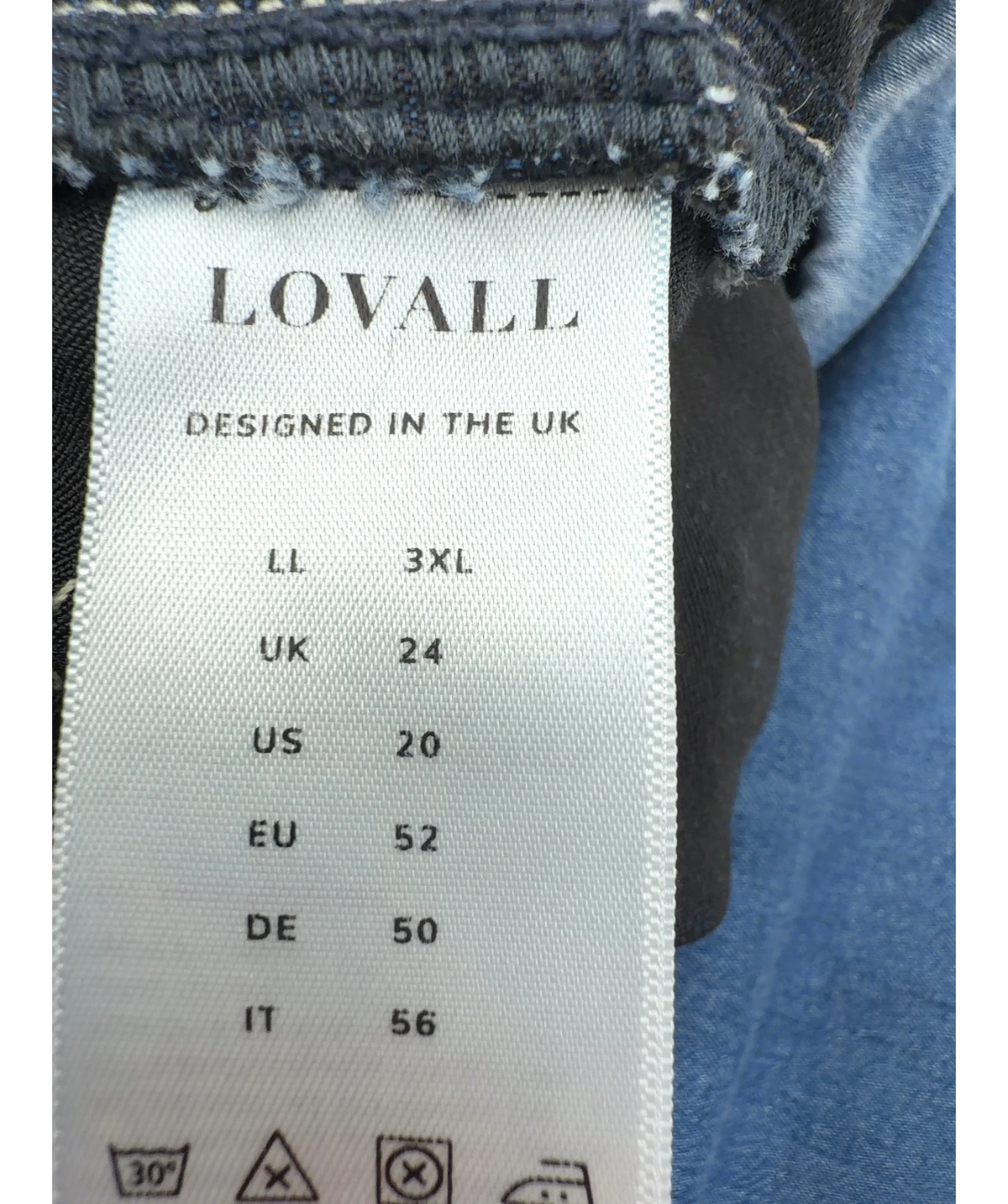 LOVALL Blue Colour, size UK 24 — care label