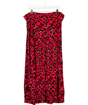 Scamp & Dude Red with Pink and Black Pop Leopard Button Through Skirtt UK 22