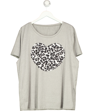 Grey Leopard Heart Applique T-Shirt UK XXXL
