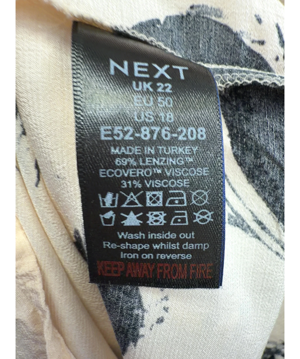 Next Beige Ecru Spot Tie Neck Drape Blouse, size UK 22 — label