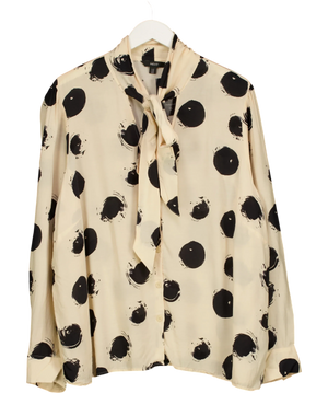 Next Ecru Spot Tie Neck Drape Blouse UK 22