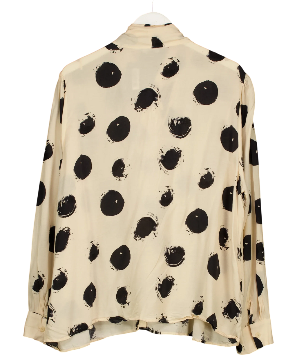 Next Beige Ecru Spot Tie Neck Drape Blouse, size UK 22 — back