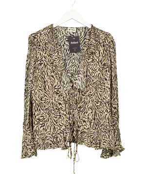 Rixo Milia Top Beige Ruffle Blouse  UK 20