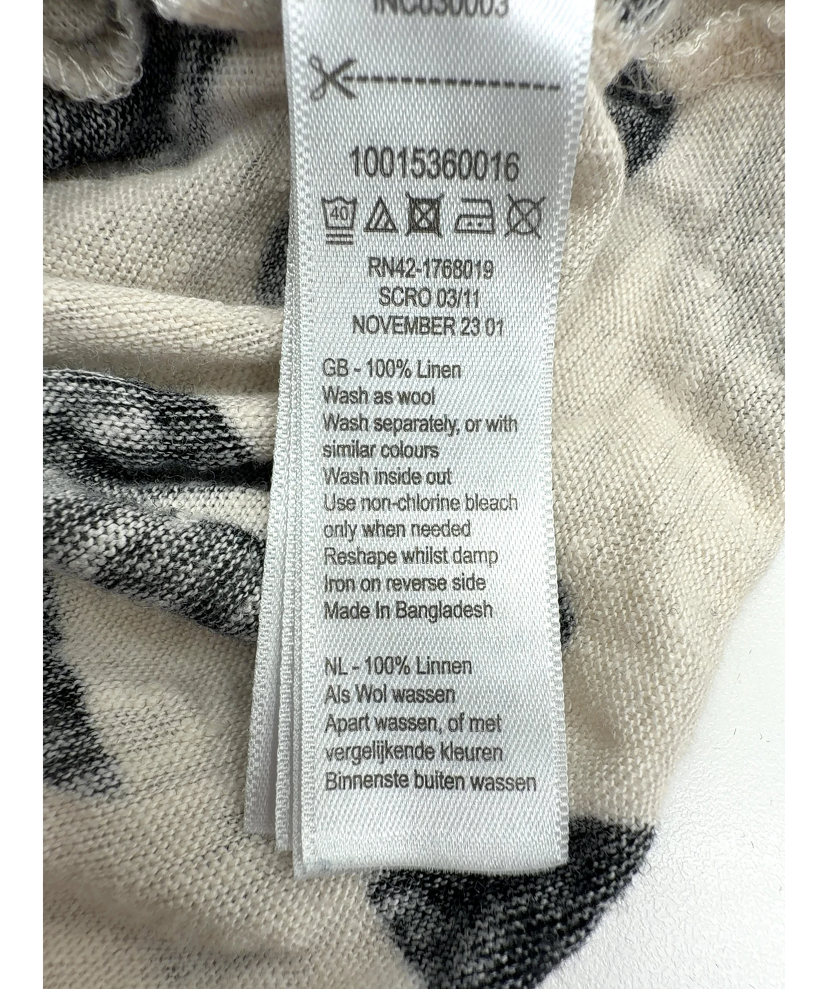 Monsoon Cream Rosa Print Linen Top / Abstract Print Linen Blouse, size UK XL — label