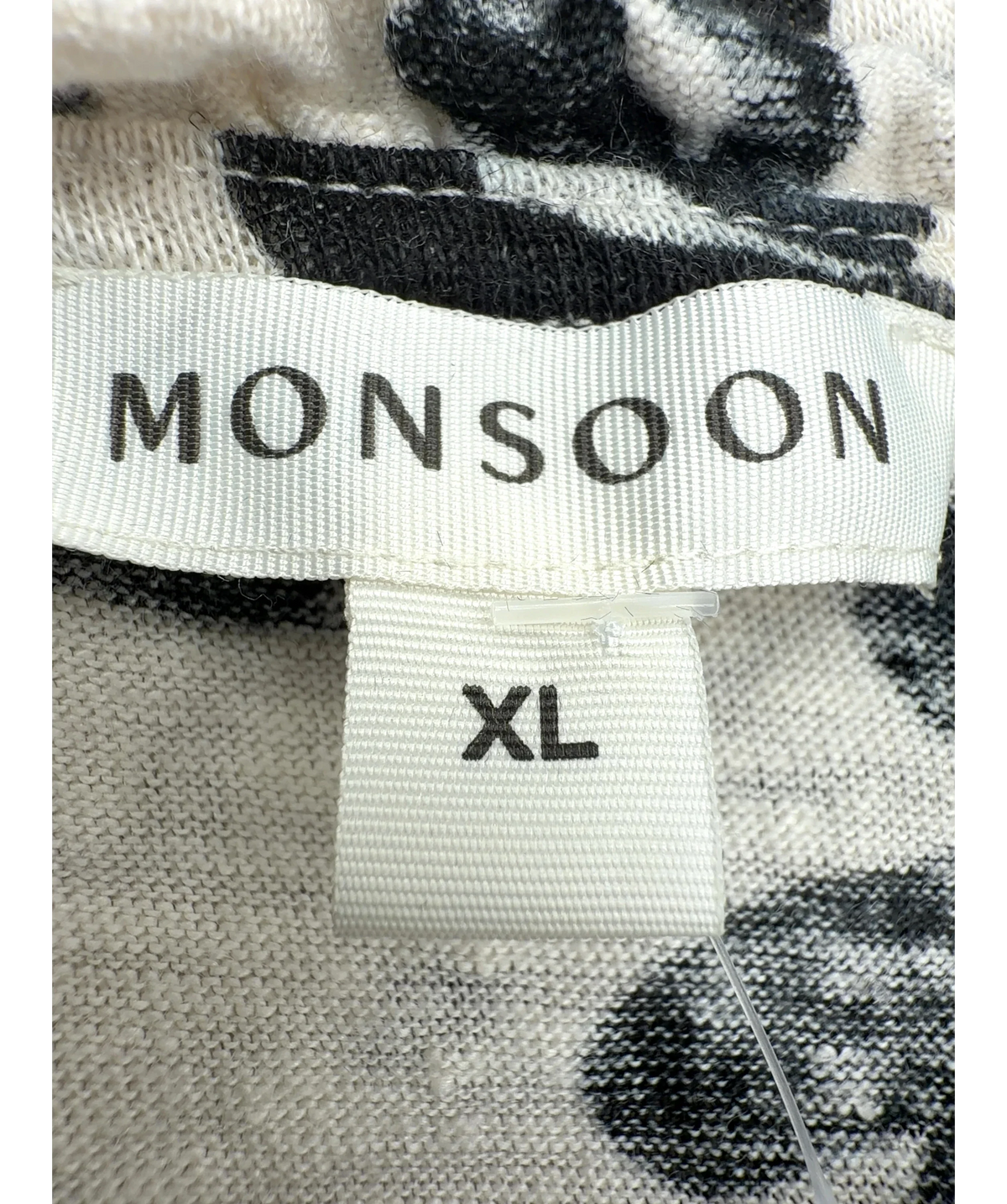 Monsoon Cream Rosa Print Linen Top / Abstract Print Linen Blouse, size UK XL — care label