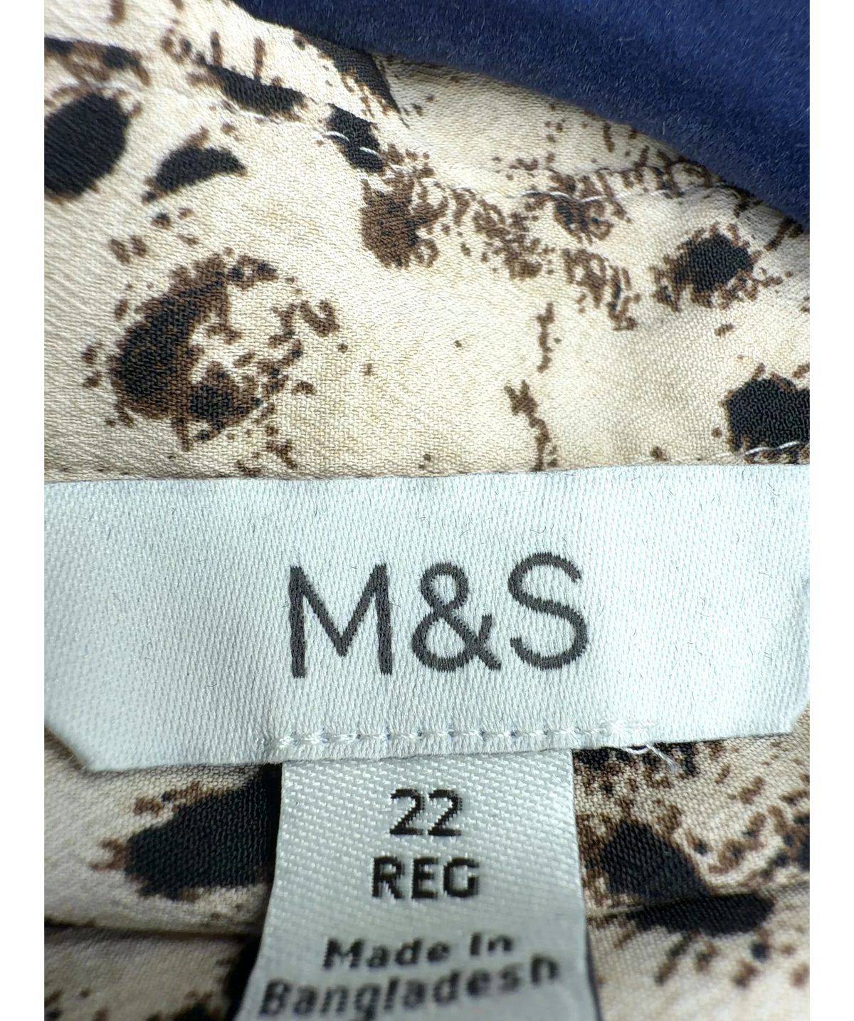 M&S Cream Printed Collared Button Through Shirt, size UK 22 — detail