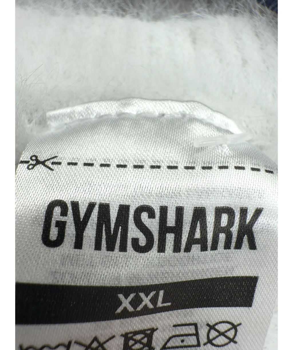 GYMSHARK Grey fuzzy knit V-neck sweater, size UK XXL — detail