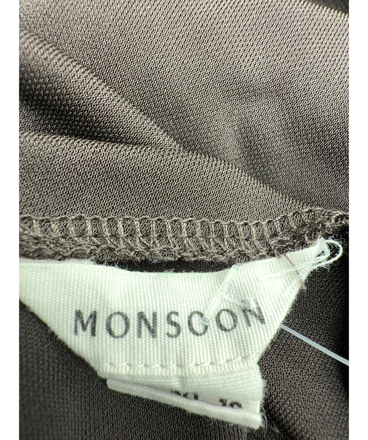 Monsoon Brown Dayna Long Sleeve Drape Jersey Top, size UK 22 — detail
