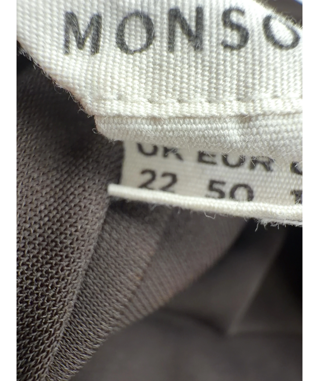 Monsoon Brown Dayna Long Sleeve Drape Jersey Top, size UK 22 — care label