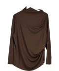 Monsoon Brown Dayna Long Sleeve Drape Jersey Top, size UK 22 — front