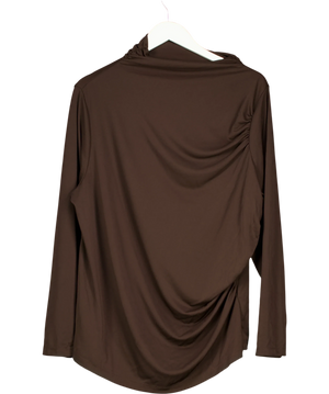 Monsoon Dayna Long Sleeve Drape Jersey Top Brown UK 22