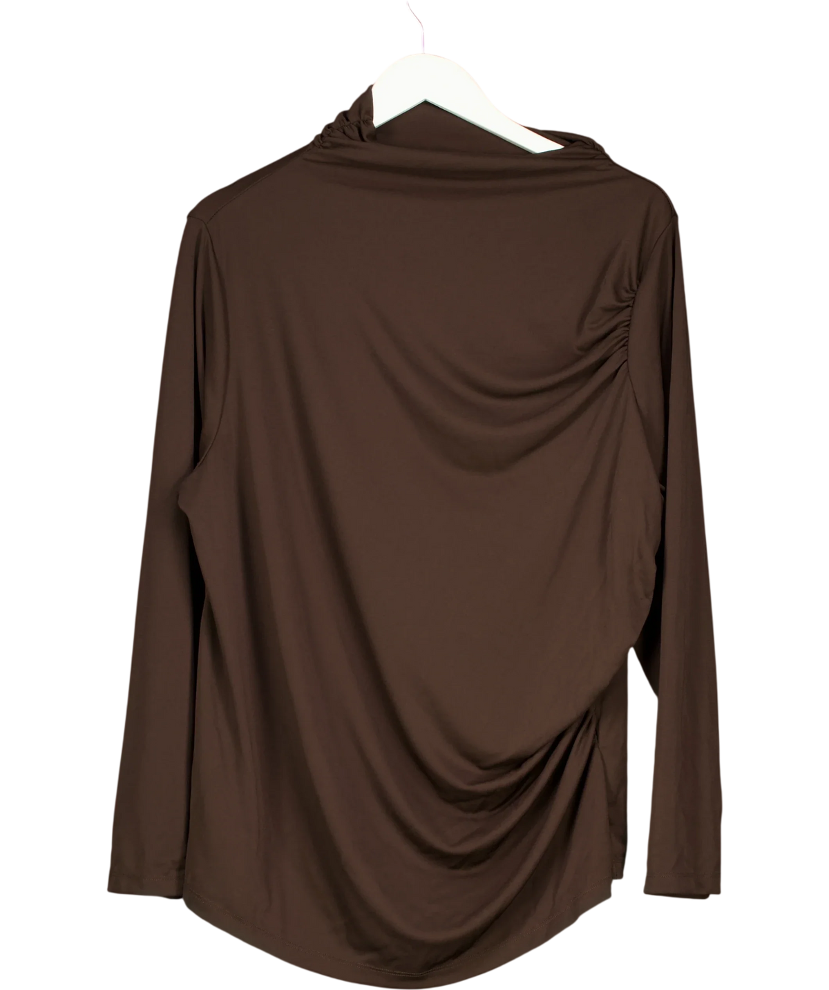 Monsoon Brown Dayna Long Sleeve Drape Jersey Top, size UK 22 — front