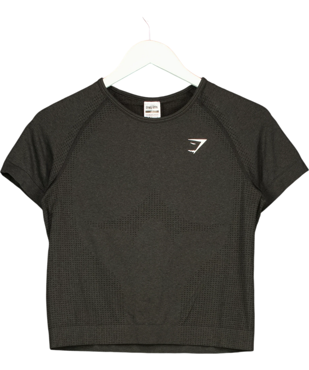 GYMSHARK Black Black Marl T-Shirt, size UK XXL — front