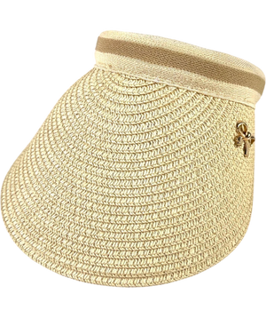 Amazon Beige And Metallic Bow Visor