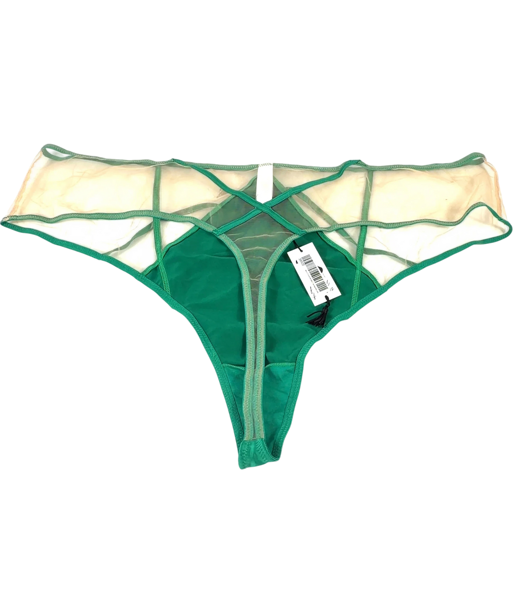 Playful Promises Green Ramona Green Mesh High Waisted Thong, size UK 26 — back