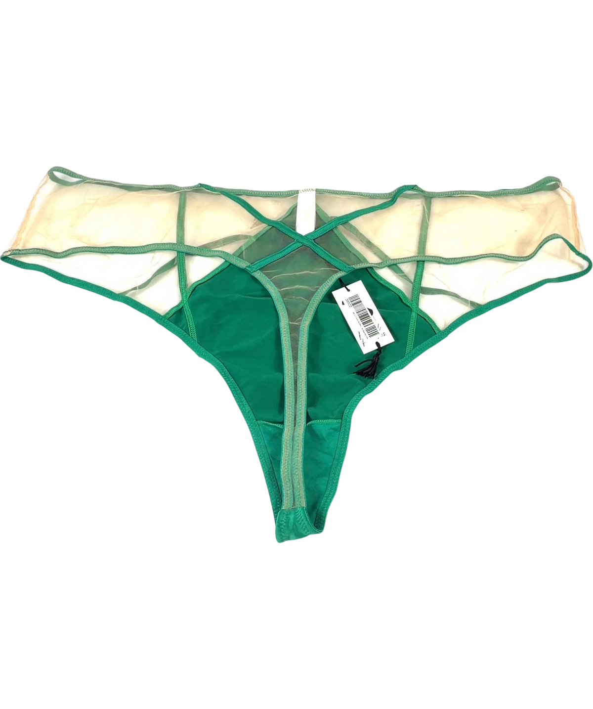 Playful Promises Green Ramona Green Mesh High Waisted Thong, size UK 26 — back