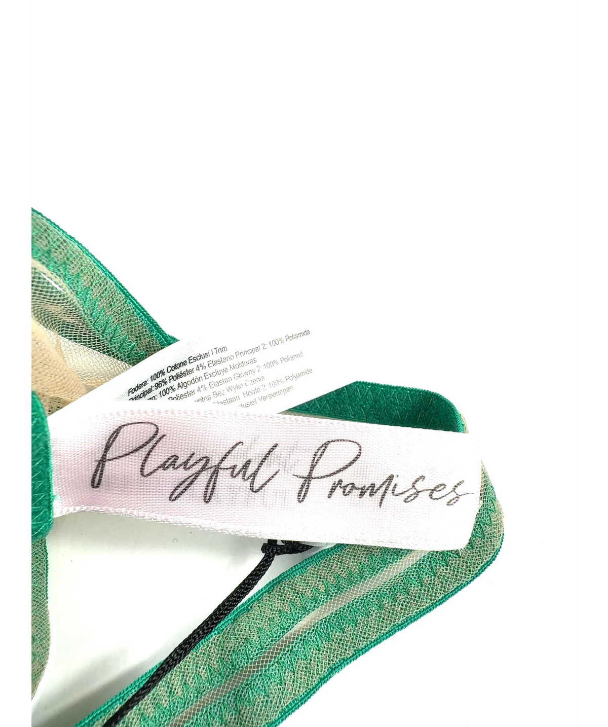 Playful Promises Green Ramona Green Mesh High Waisted Thong, size UK 26 — detail