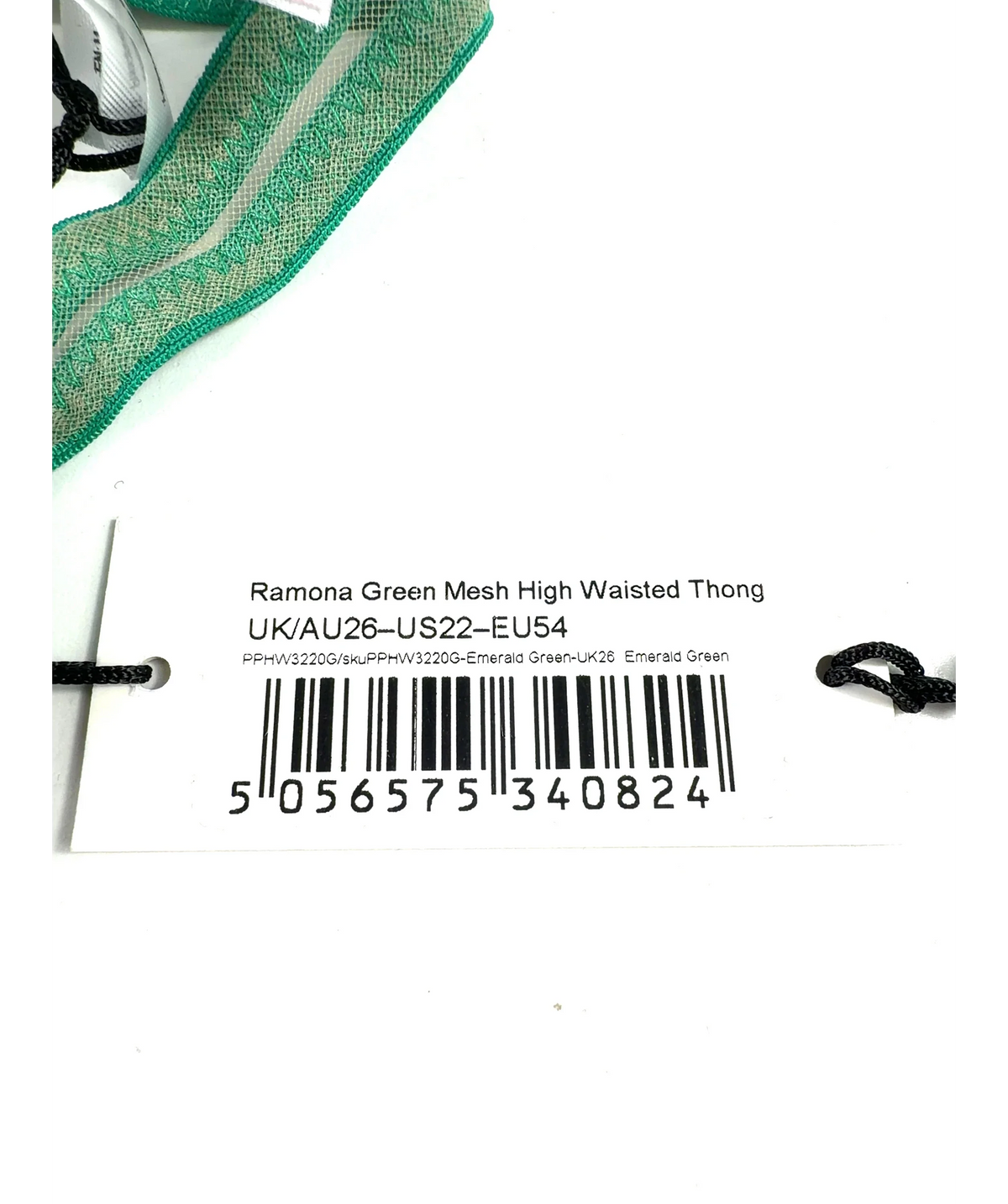 Playful Promises Green Ramona Green Mesh High Waisted Thong, size UK 26 — label
