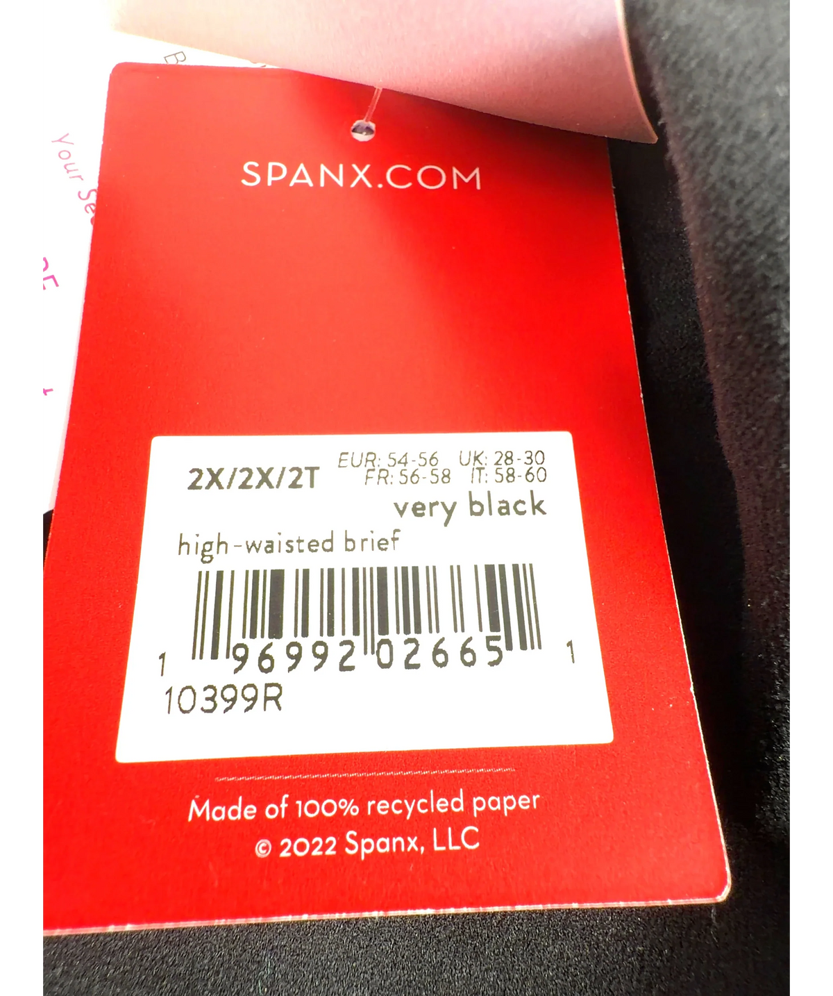 Spanx Black Seamless Power Firm Control High-Waisted Brief, size UK 28 — label