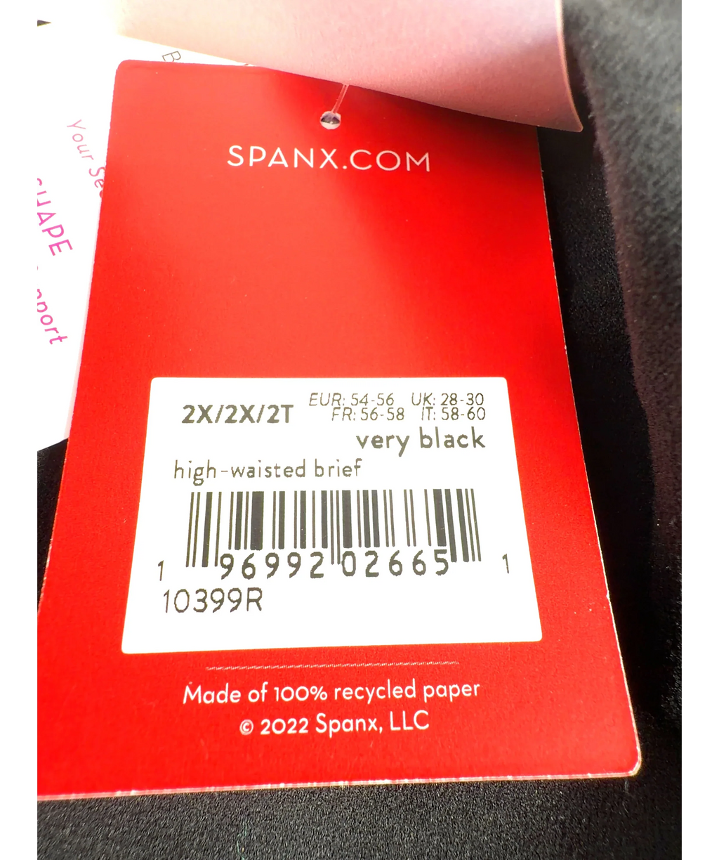 Spanx Black Seamless Power Firm Control High-Waisted Brief, size UK 28 — care label