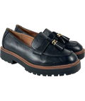 Lipsy Black Tassel Chunky Slip On Loafer, size UK 8 EU 41 👠 — front