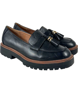 Lipsy Tassel Chunky Slip On Loafer Black UK 8
