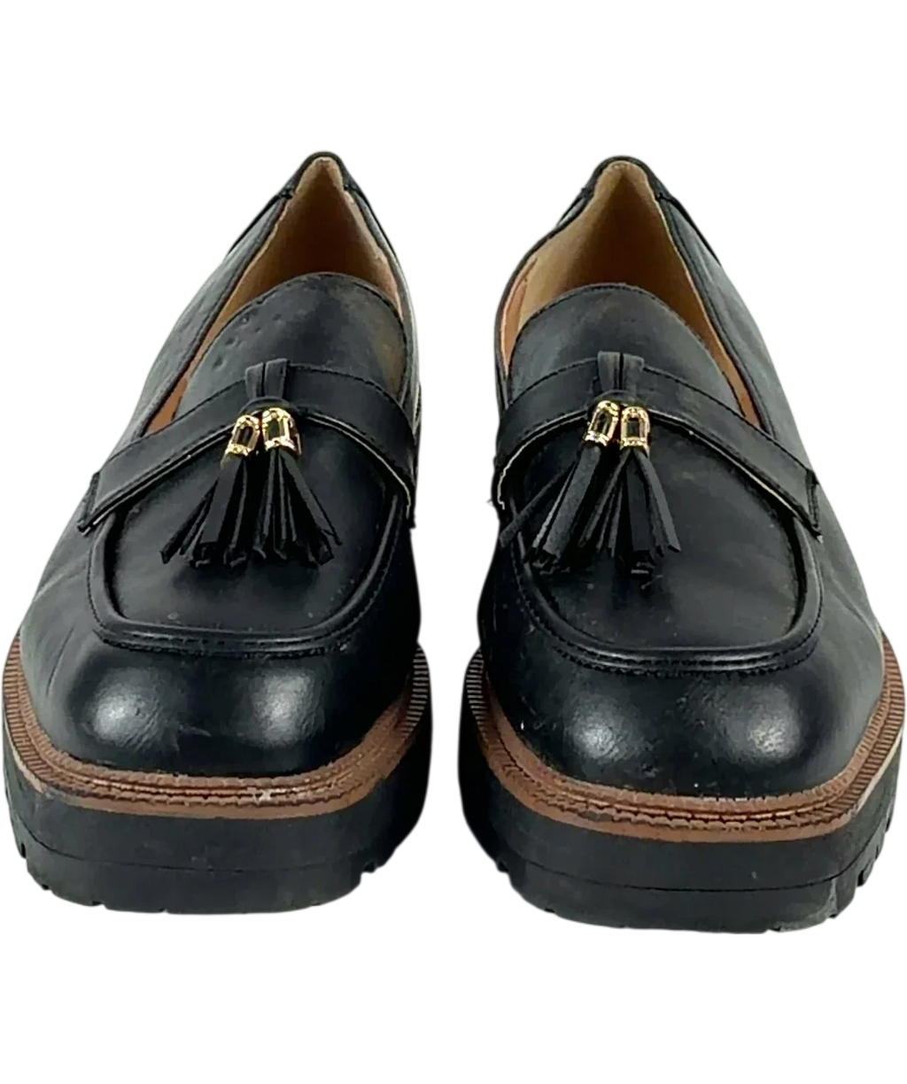 Lipsy Black Tassel Chunky Slip On Loafer, size UK 8 EU 41 👠 — detail