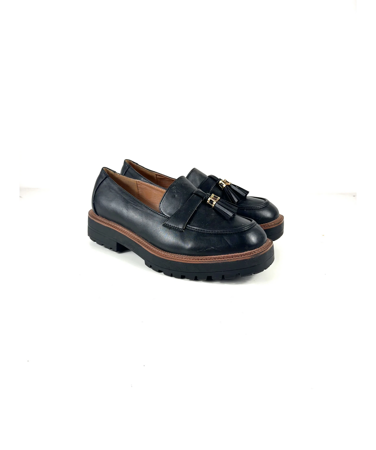 Lipsy Black Tassel Chunky Slip On Loafer, size UK 8 EU 41 👠 — additional view