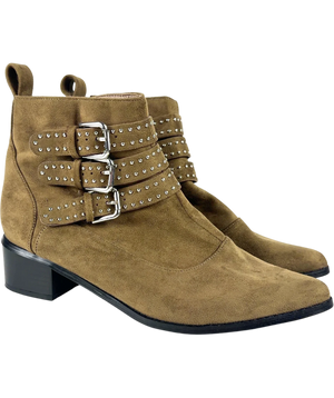 City Chic Olive Green Suede Buckled Boots UK 8