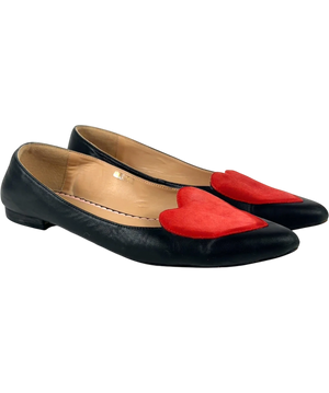 Otto + Ivy Black Rosie Heart detail Flat shoes  UK 9