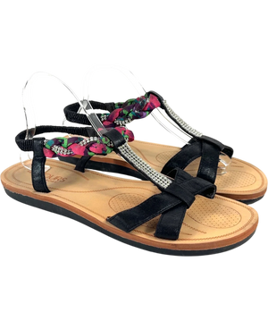 Yours Black Rhinestone Sandal UK 9