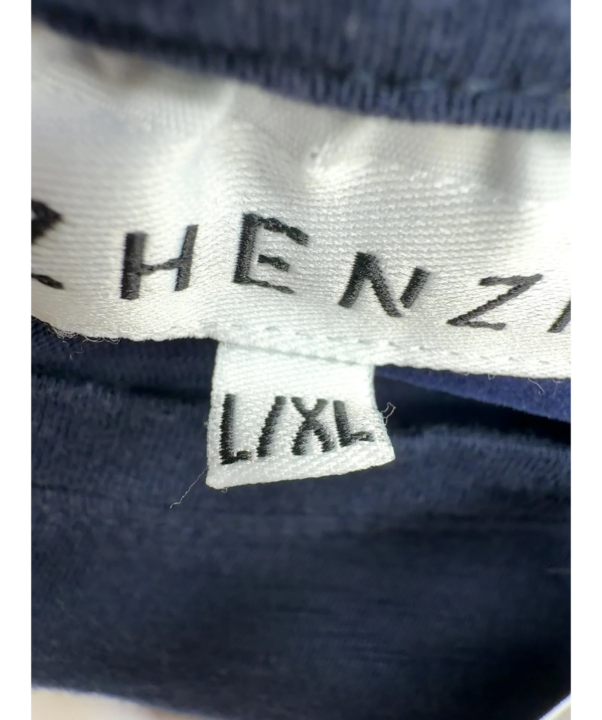 ZHENZI navy Aria, size UK L/XL — care label