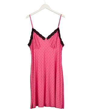 Amazon Pink And Black Heart Lace Slip Dress UK XXXL