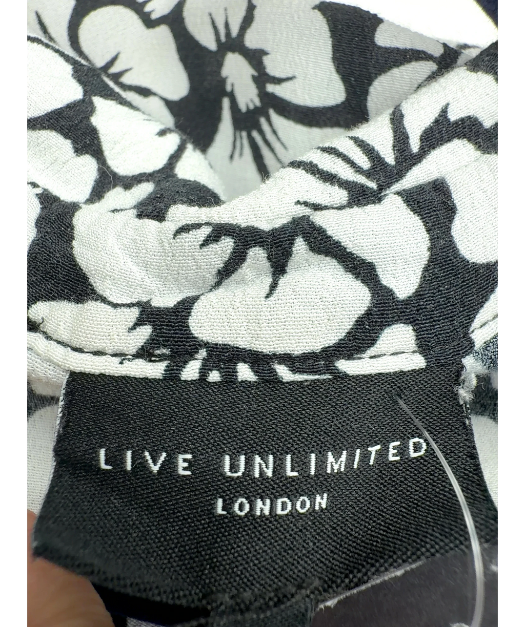 live unlimited black Mono Floral Print Jersey Tiered Midi Shirt Dress, size UK XXXL — detail