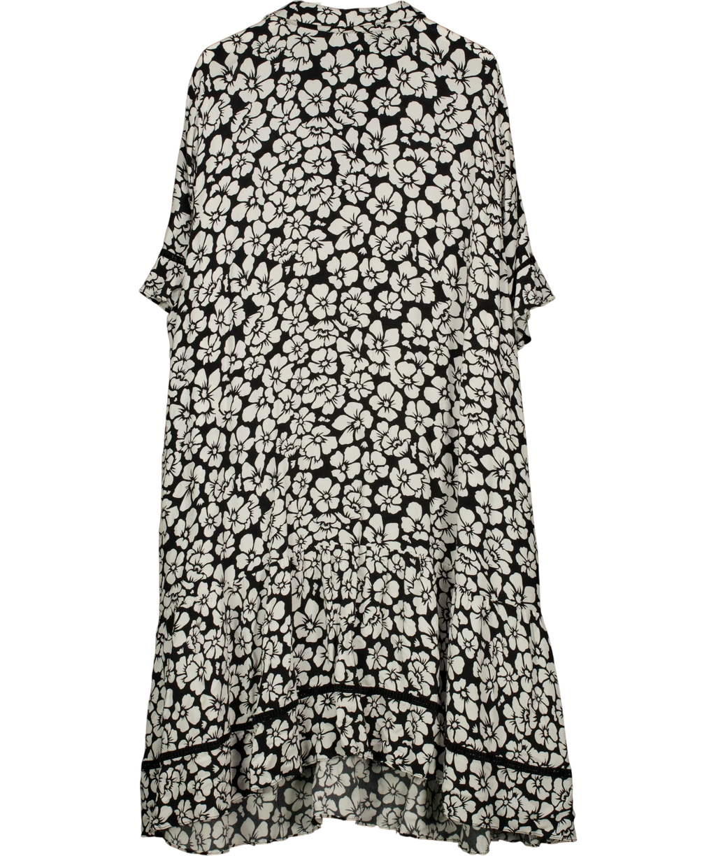 live unlimited black Mono Floral Print Jersey Tiered Midi Shirt Dress, size UK XXXL — back