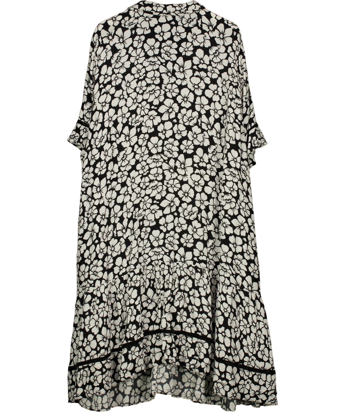 live unlimited black Mono Floral Print Jersey Tiered Midi Shirt Dress, size UK XXXL — back