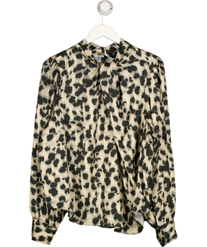 New Look Blouse Cream And Black Animal Print UK 22