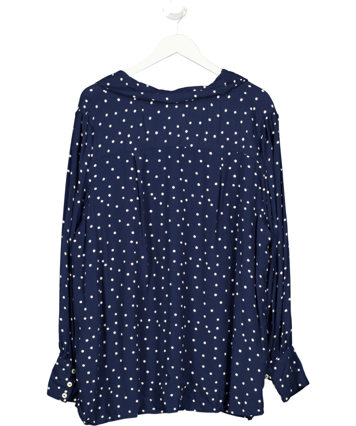 Monsoon navy polka-dot long-sleeved shirt, size UK 22 — back