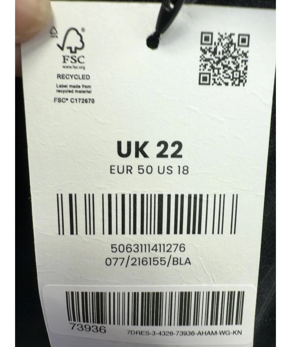 Limited Collection Black Colour, size UK 22 — care label