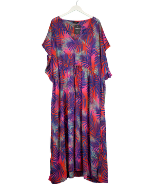 Yours Multicoloured Tropical V-Neck Maxi kimono Dress UK 30