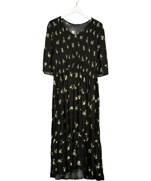 Peacocks Womens Black Floral Shirred Midi Dress UK 24