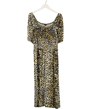 Peacocks Beige Smocked Midi Dress UK 22
