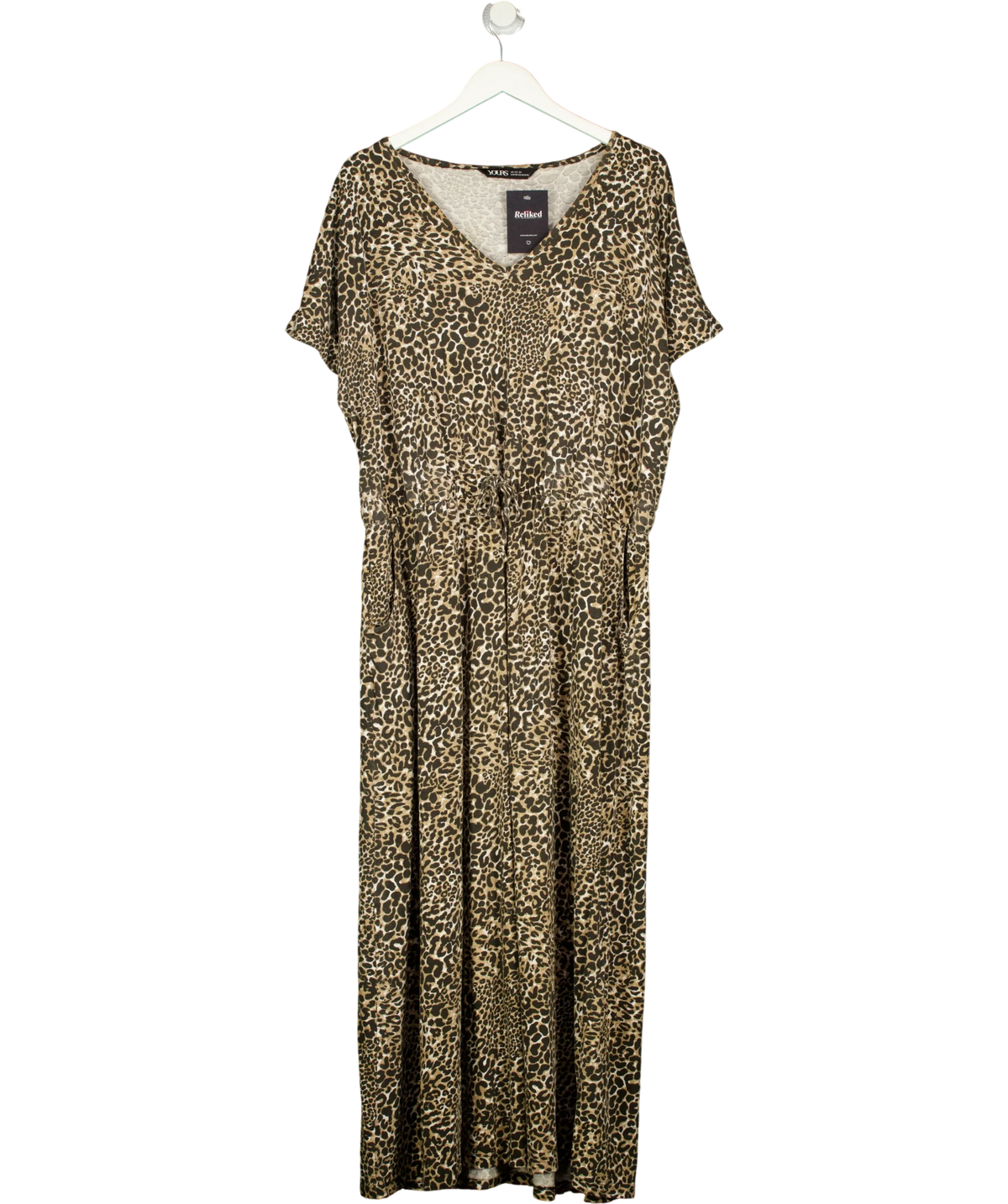 Yours Brown Brown Leopard Maxi Dress, size UK 22 — front