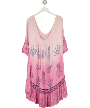 Ashley Taylor Ombré Pink And Blue Pineapple-Print Dress UK XXXL