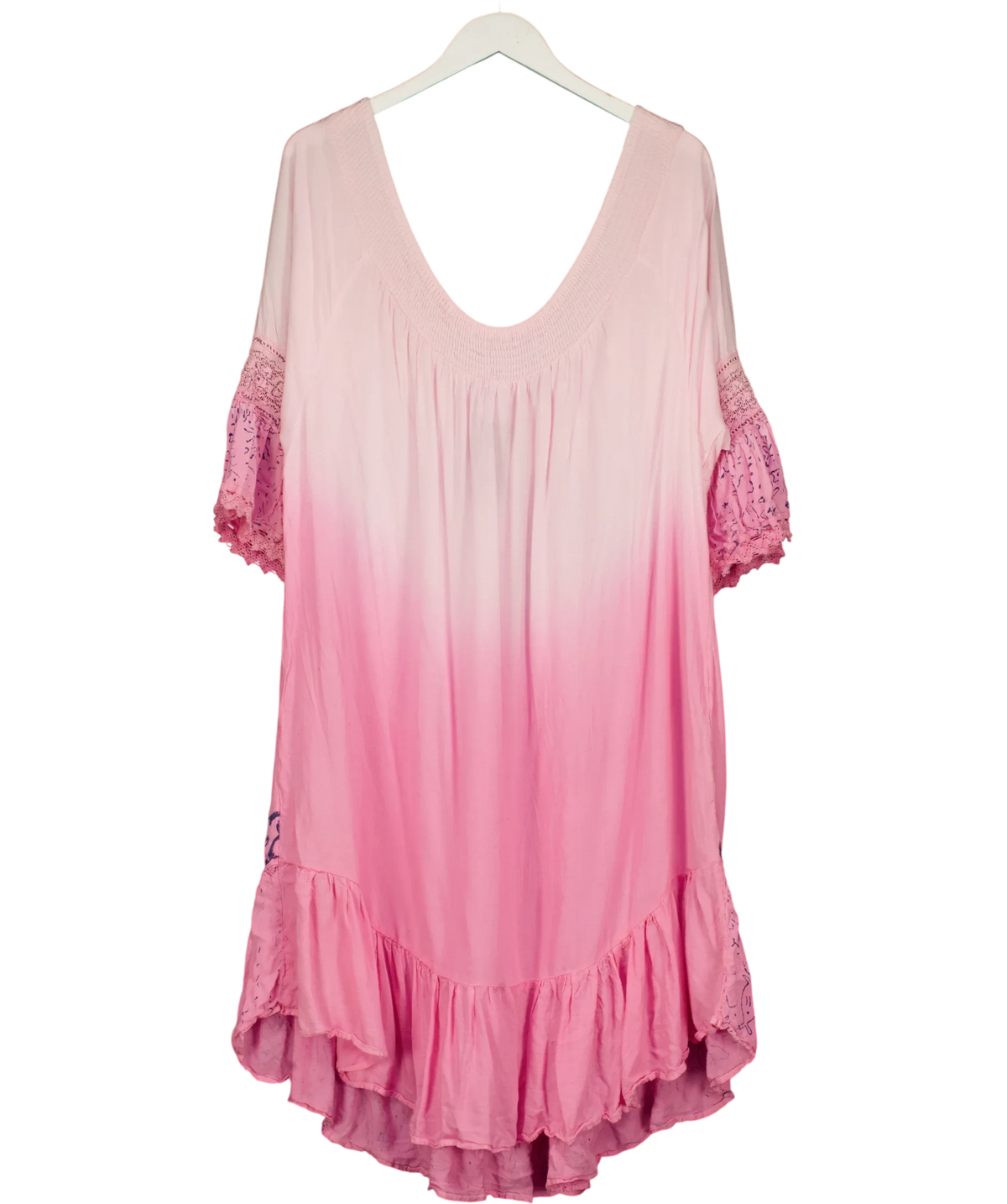 Ashley Taylor Pink ombré pink and blue pineapple-print beach/cover-up dress, size UK XXXL — back