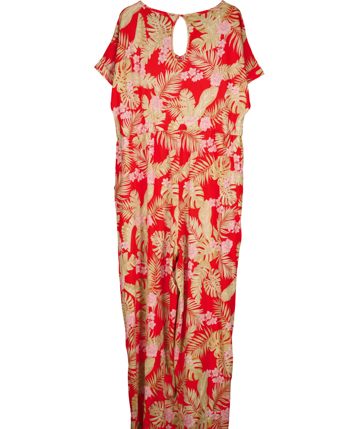 Yours Red tropical print cotton jumpsuit, size UK 22 — back