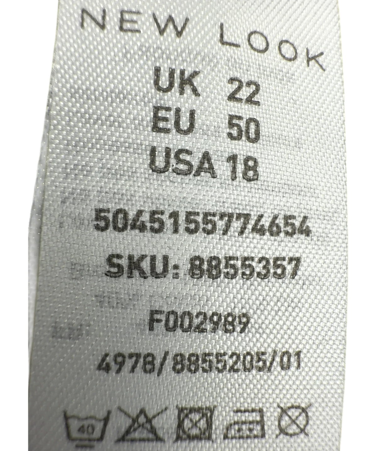 New Look Black Colour, size UK 22 — fabric detail