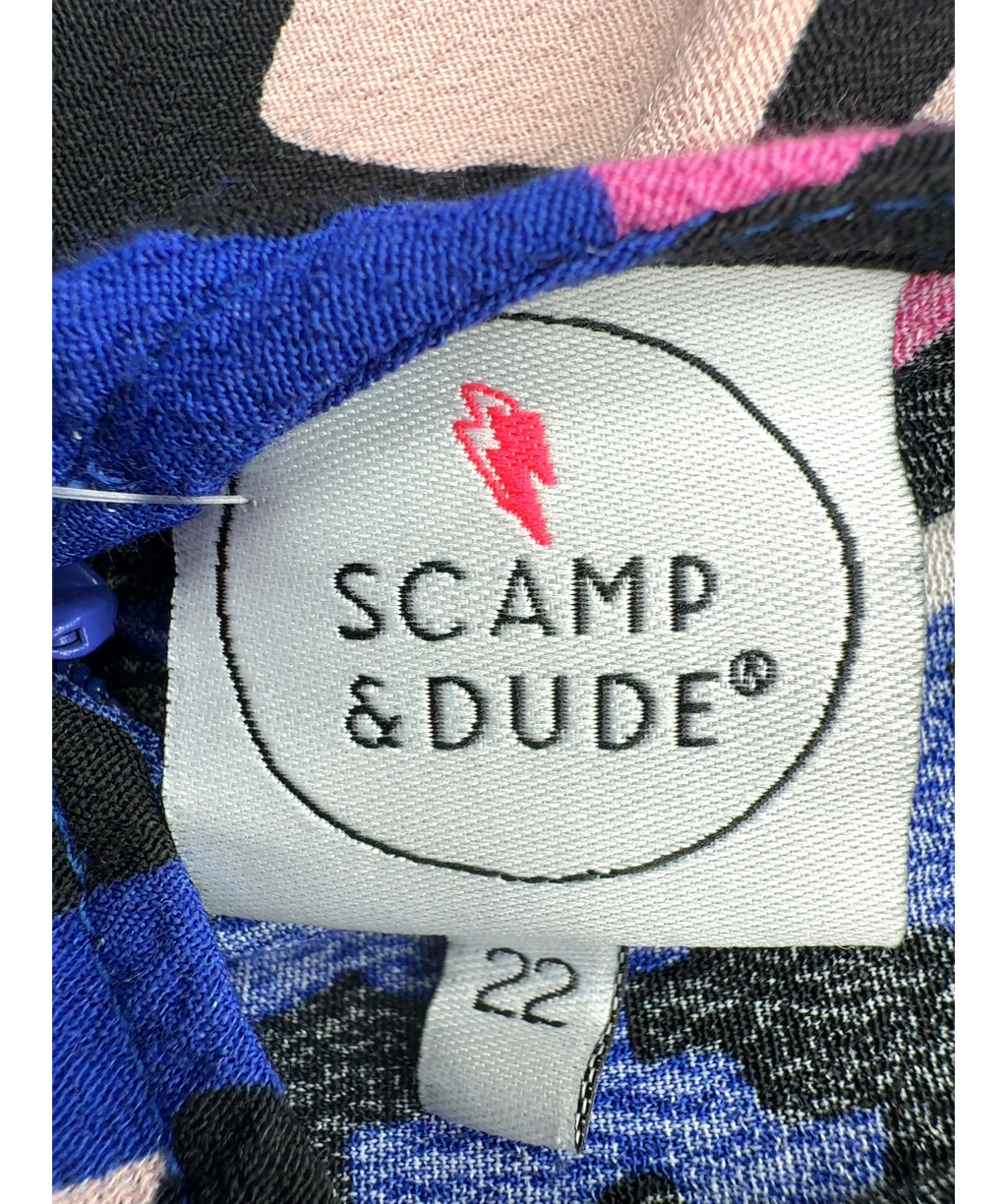 SCAMP & DUDE Blue Milano Leopard Midi Dress, size UK 22 — detail